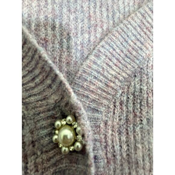 Skies Are Blue Lilac Jewelry Button Puff Sleeve Cardigan Sweater Size Large Soft - Picture 5 of 10